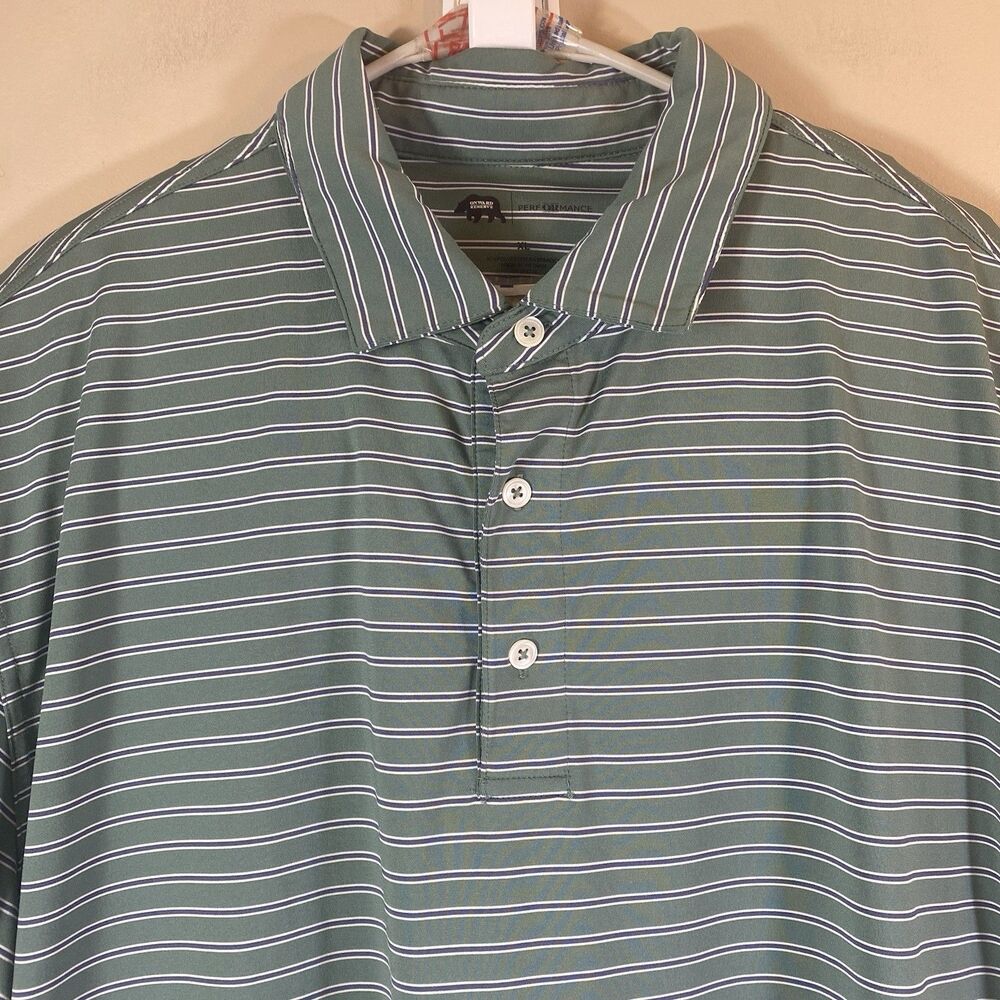 Onward Reserve Polo Shirt Mens XL Green Blue Striped Short Sleeve Golf Collared